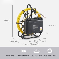 Viemärikamera 303-ruostumatonta terästä 23 mm kamerapää 9 tuuman näyttö 50 m kaapeli