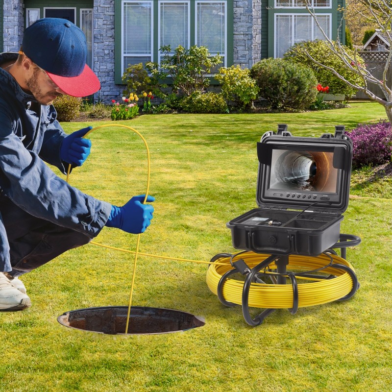 Viemärikamera 303-ruostumatonta terästä 23 mm kamerapää 9 tuuman näyttö 50 m kaapeli