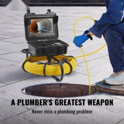 Viemärikamera 22,9 cm 720p näyttö 70 m kaapeli IP68 303 ruostumaton teräs