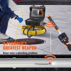 Viemäriputkikamera 50 m kaapelilla 9-tuumainen värinäyttö 720p 512Hz sondi IP68