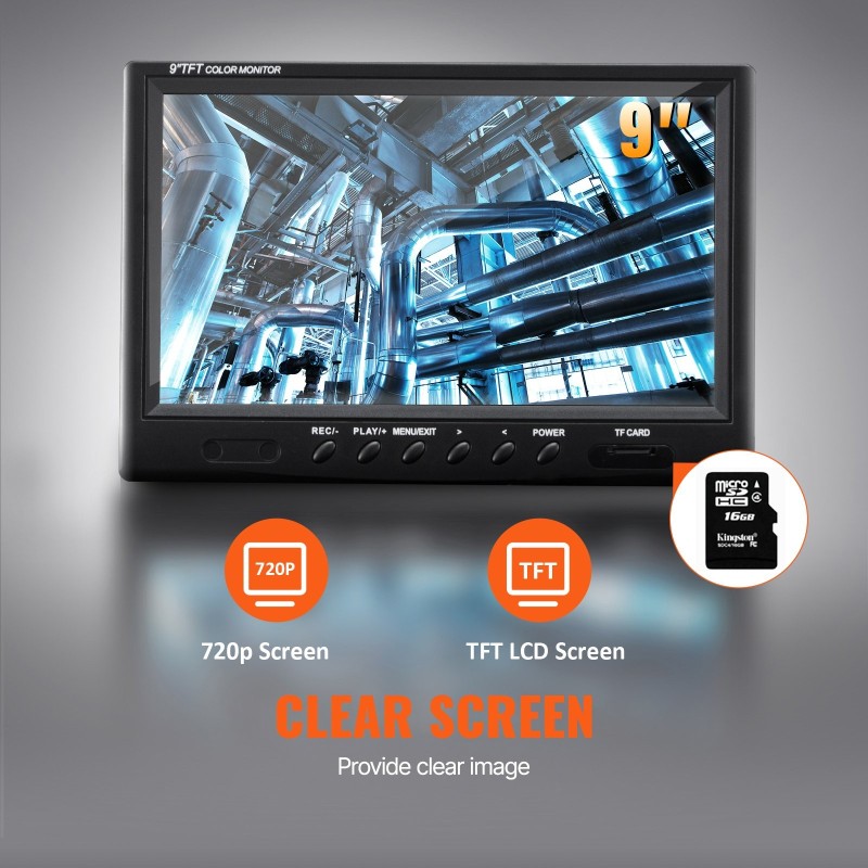 Putkistokamera 9 tuuman 720p näyttö 120 metrin kaapelilla IP68