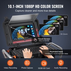 Viemärikamera itsetasoittuva 100 metrin kaapelilla 10,1 tuuman kosketusnäytöllä 512 hertsin lähetin etäisyyslaskurilla