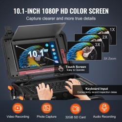 Viemärikamera 50 m kaapelilla itseään tasaava 10,1 tuuman kosketusnäytöllä IP67-suojattu 12 LED-valolla