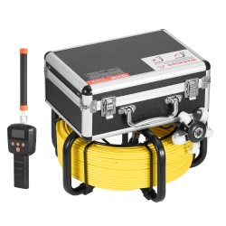 Viemärikamera kolmenkymmenen metrin kaapeli 512Hz paikannus itsestään horisonttiin asettuva yhdeksän tuuman näyttö