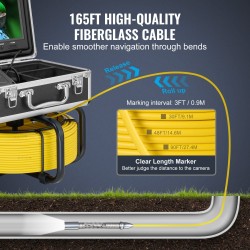Viemärikamera viidenkymmenen metrin kaapelilla viisisataakaksitoista hertsin paikantimella itsestään tasaava yhdeksän tuuman