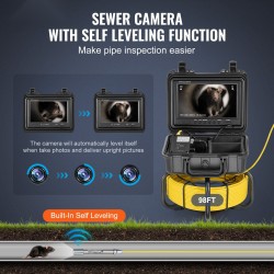 Viemärikamera 30 metrin 5 millimetrin kaapelilla itsetasaava 9-tuumainen 1080p näyttö