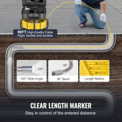 Viemärikamera 30 metrin 5 millimetrin kaapelilla itsetasaava 9-tuumainen 1080p näyttö