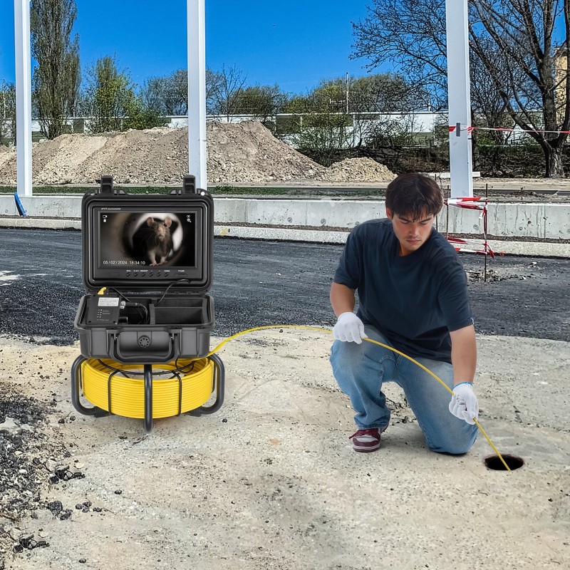 Viemärikamera 30 metrin 5 millimetrin kaapelilla itsetasaava 9-tuumainen 1080p näyttö
