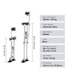 Kipsilevyjalkineet alumiinirunko säädettävä korkeus 61–101,6 cm suojapehmusteiset polvatuet kuvioitu kumipohja