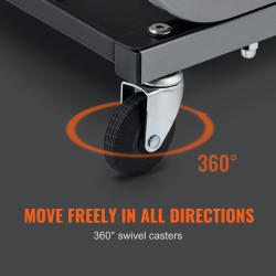 Mekaanikontuoli teräsrunko polyuretaanipehmustettu istuin 113 kg kantavuus työkalulokerolla pyörillä