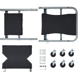 Taittuva mekaanikon makuualusta ja jakkara teräsrunko 6 kääntyvää pyörää 136 kilogramman kantavuus