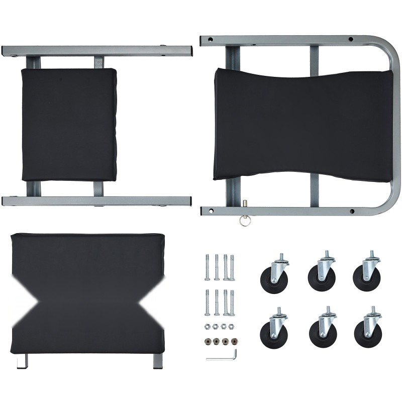 Taittuva mekaanikon makuualusta ja jakkara teräsrunko 6 kääntyvää pyörää 136 kilogramman kantavuus