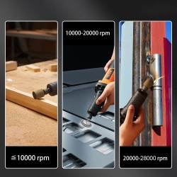 Suora jyrsintä 6,4 mm istukalla 820 W 7000–30000 kierrosnopeus 6-portainen säätö