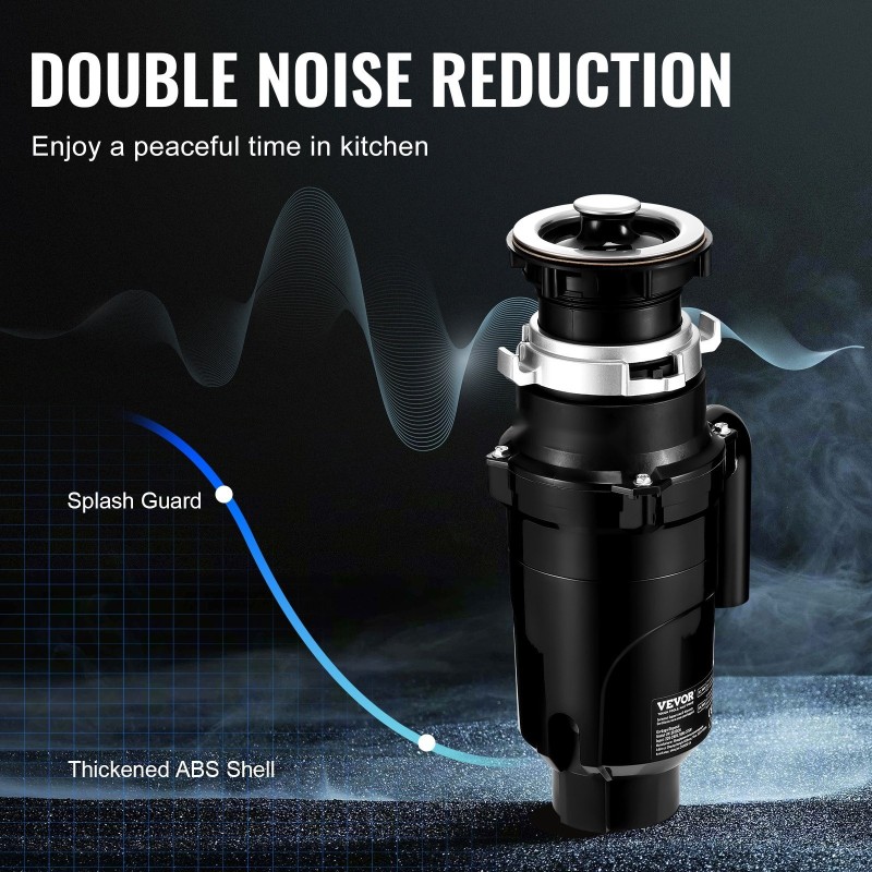 Keittiön jätehuuhtelulaite 0,5 hv tasavirtamoottori jatkuva syöttö muovinen runko