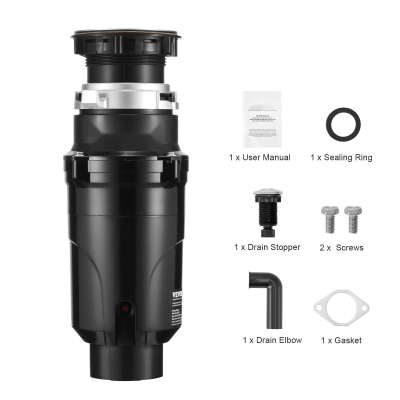 Keittiön jätehuuhtelulaite 0,5 hv tasavirtamoottori jatkuva syöttö muovinen runko