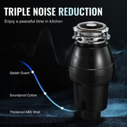 Ruokajätehävittäjä 0,5 hevosvoimaa tasavirtamoottorilla 3820 kierrosta minuutissa jatkuvatoiminen 3-pulttinen kiinnitys