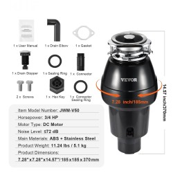 Ruokajätehienotin jatkuvatoiminen 0,75 hv tasavirtamoottori 3600 kierrosta minuutissa muovikuori ruostumaton teräs