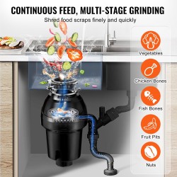 Ruokajätemurskain 1,25 hv tasavirtamoottori 4060 kierrosta minuutissa jatkuvasyötteinen ABS-kotelo ruostumaton teräs