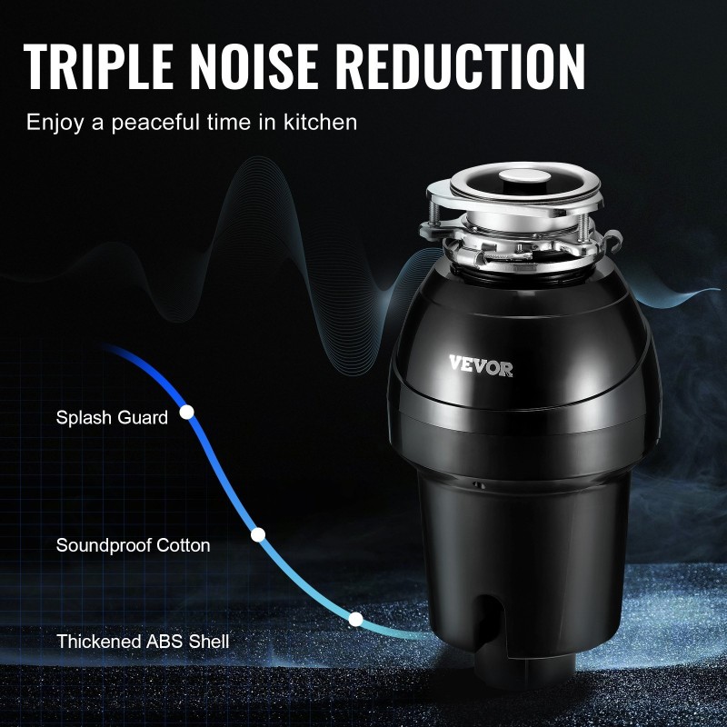 Ruokajätemurskain 1,25 hv tasavirtamoottori 4060 kierrosta minuutissa jatkuvasyötteinen ABS-kotelo ruostumaton teräs