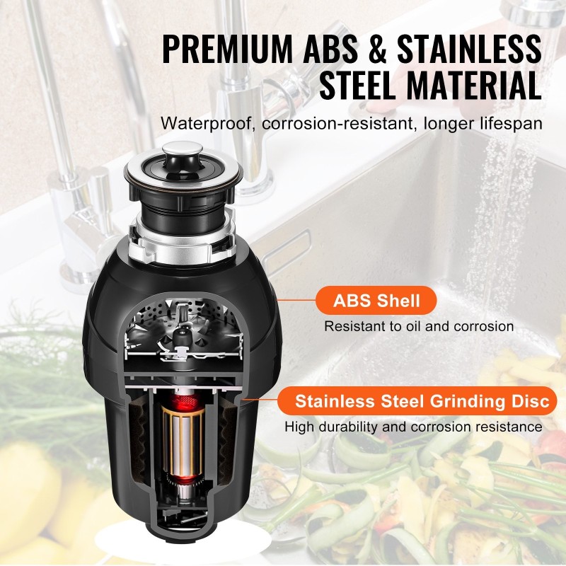 Ruokajätehuuhtelija 1 hv tasavirtamoottori 3960 kierrosta minuutissa jatkuvatoiminen muovi ja ruostumaton teräs