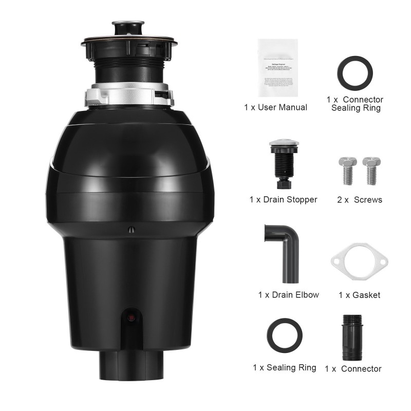 Ruokajätehuuhtelija 1 hv tasavirtamoottori 3960 kierrosta minuutissa jatkuvatoiminen muovi ja ruostumaton teräs