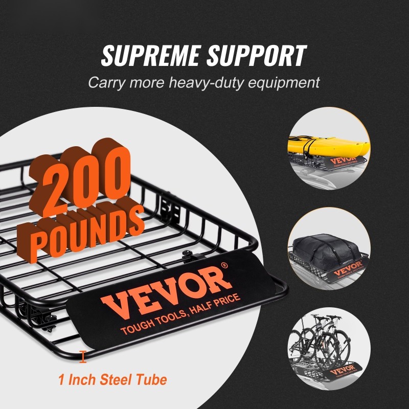 Kattotavarankori teräs 1305×915×127 mm 90,7 kg vedenpitävällä 15 kuutiojalkaa laukulla