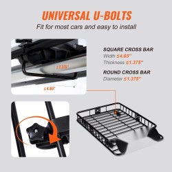 Kattotavarankori teräs 117,5×91,5×11,4 cm 90,7 kilogrammaa kantava yhteensopiva maastoautoihin