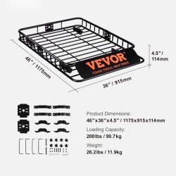 Kattotavarankori teräs 117,5×91,5×11,4 cm 90,7 kilogrammaa kantava yhteensopiva maastoautoihin
