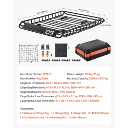 Seosteräksinen kattokori 1300×910×105mm tavaralaukulla kuormaverkolla 90,7 kg kantavuus