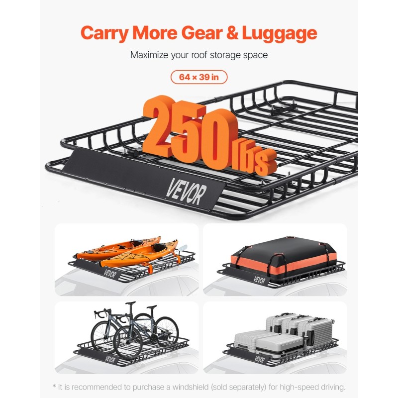 Kattotelinekori seosterästä 1625 x 990 x 105 mm kattolaukulla kuormaverkolla ja hihnoilla