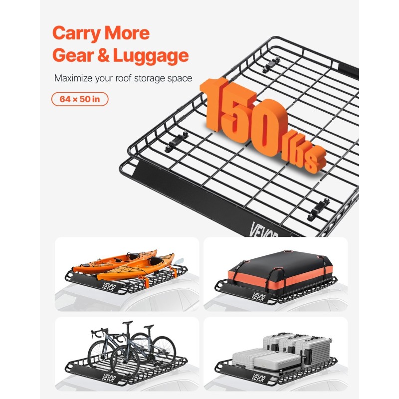 Kattotelinekori seosteräksinen 163x127x10,5 cm 68 kg kantavuus kaksi verkkoa yhteensopiva kattokaiteisiin