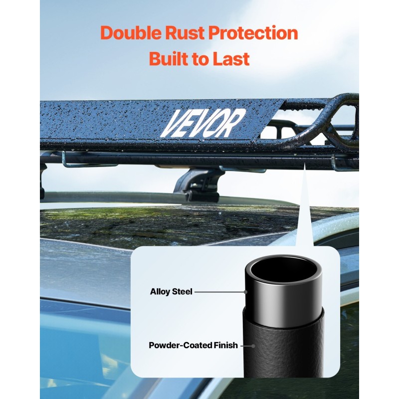 Kattotelinekori seosteräksinen 163x127x10,5 cm 68 kg kantavuus kaksi verkkoa yhteensopiva kattokaiteisiin