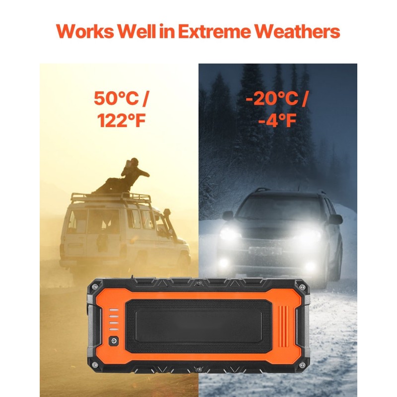 Apukäynnistin 3000A 59.2Wh kannettava LCD näyttö LED valo käynnistyskaapelit