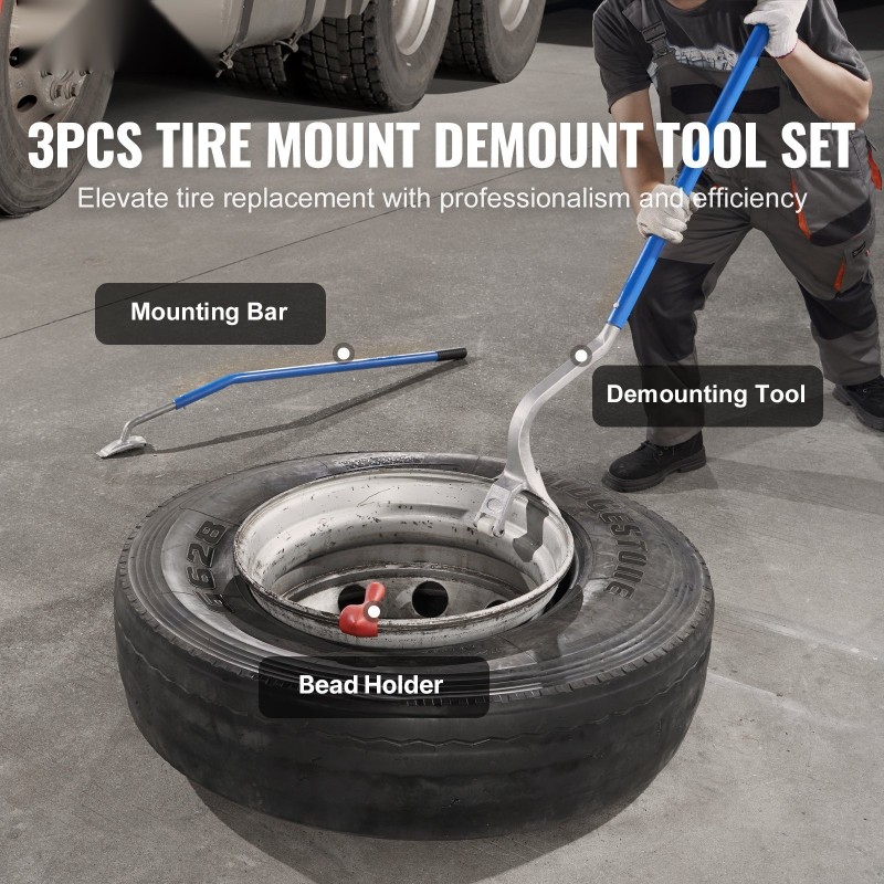 Renkaan asennus- ja irrotustyökalu teräs 571–622 millimetriä 3-osainen sarja ilman sisäkumia