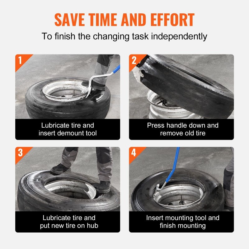 Renkaan asennus- ja irrotustyökalu teräs 571–622 millimetriä 3-osainen sarja ilman sisäkumia