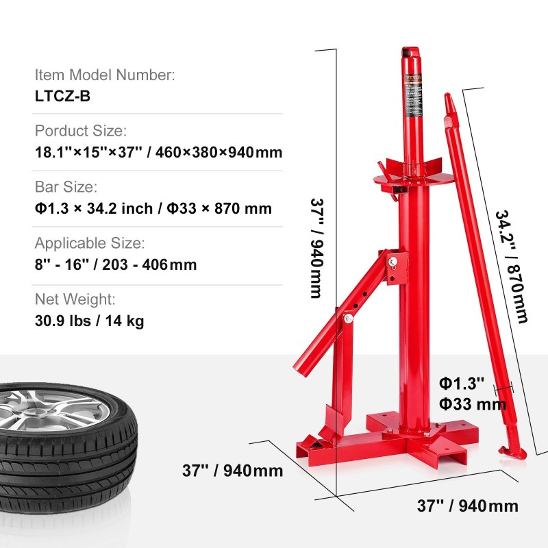 Manuaalinen renkaanvaihtaja Q235B-teräs 8–16 tuumaa henkilöautoille ja katumaastureille