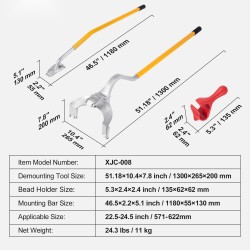 Manuaalinen 3-osainen rengastyökalupakkaus taotusta teräksestä 22,5–24,5 tuuman renkaisiin kuorma- ja linja-autoille