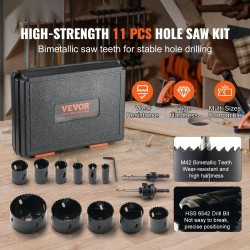 Reikäsahasarja bimetalli M42 11 kpl koot noin 3/4–3 puu rauta muovi säilytyslaukku