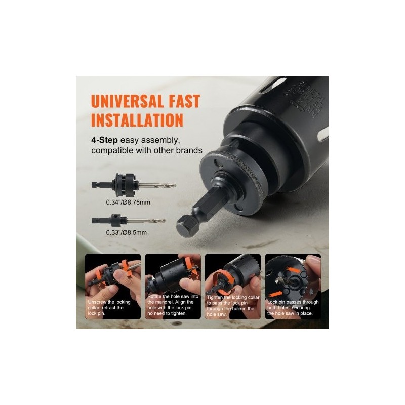 Reikäsahasarja bimetalli M42 11 kpl koot noin 3/4–3 puu rauta muovi säilytyslaukku