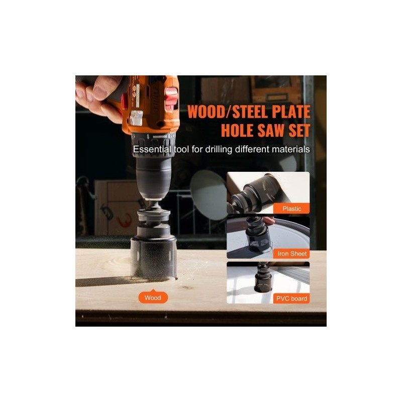 Reikäsahasarja bimetalli M42 11 kpl koot noin 3/4–3 puu rauta muovi säilytyslaukku