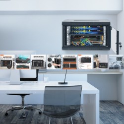 6U seinäkiinnitteinen verkkopalvelinkaappi 39,4 cm syvä 19-tuumainen lukittava lasiovi musta