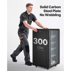 Verkkokaappi 22U hiiliteräs 600 mm syvä 136 kg kantavuus lukittava karkaistu lasiovi