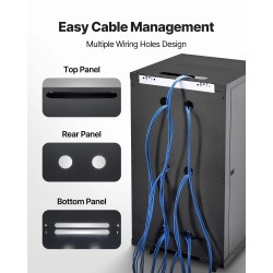 Verkkokaappi 22U hiiliteräs 600 mm syvä 136 kg kantavuus lukittava karkaistu lasiovi