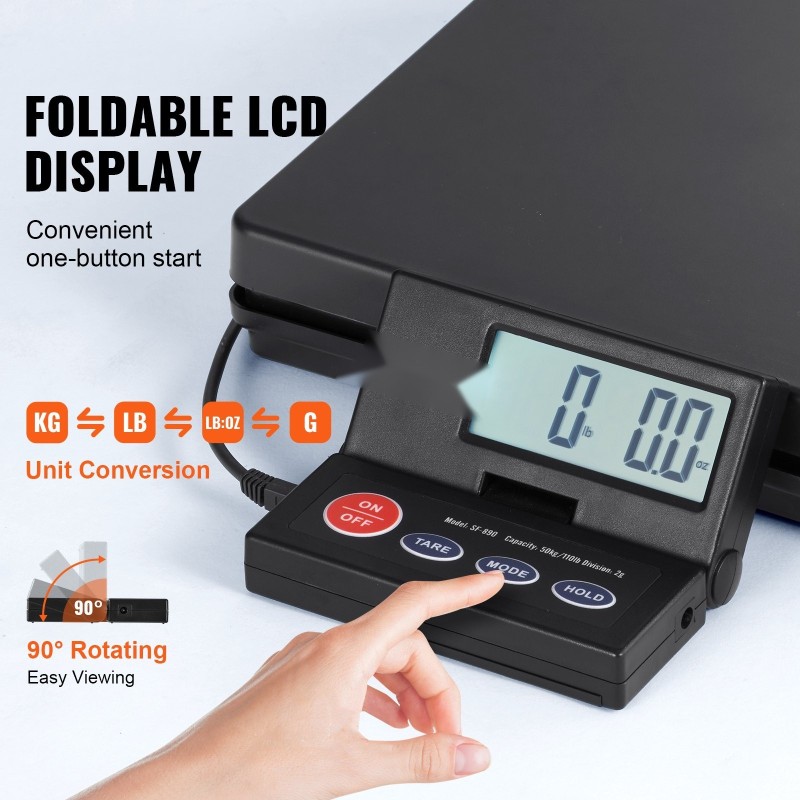 Digitaalinen postivaaka ABS 50 kg 2 g tarkkuus LCD-näytöllä AC ja DC