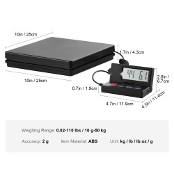 Digitaalinen postivaaka ABS 50 kg 2 g tarkkuus LCD-näytöllä AC ja DC