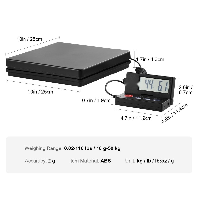 Digitaalinen postivaaka ABS 50 kg 2 g tarkkuus LCD-näytöllä AC ja DC