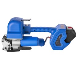 Akkukäyttöinen sähkökiristyssidekone 10–19 mm leveille PET-vanteille kaksi 4000 mAh akkua digitaalinen näyttö