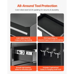 Rullattava teräksinen työkalukaappi irrotettavalla yläosalla viisi laatikkoa pyörillä