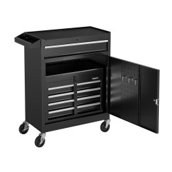 Rullattava teräksinen työkalukaappi irrotettavalla yläosalla viisi laatikkoa pyörillä