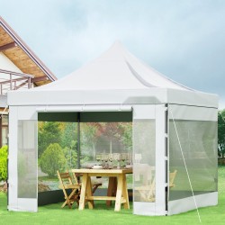 Pikapystytettävä paviljonkiteltta 3 x 3 m PVC-katto irrotettavat PVC-sivuseinät pyörälaukku